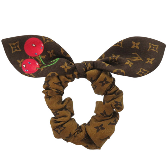 LOUIS VUITTON Accessories - Like new Louis Vuitton Takashi Murakami Monogram Cherry Scrunchie M96069 Silk...
